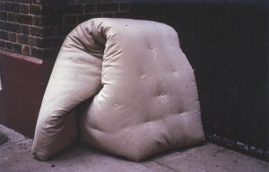Futon Homeless, 1992 conceptual found art piece by Gabriel Orozco